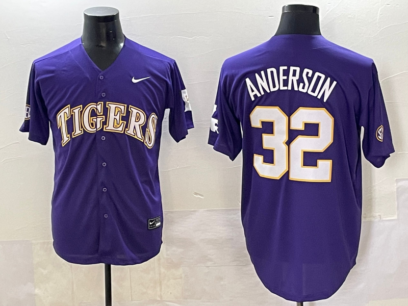 Men 2025 LSU Tigers #32 Anderson blue Joint Name Nike NCAA 2025  Jersey style 1